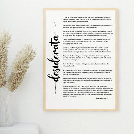 Desiderata Dikt från Max Ehrmann Poster