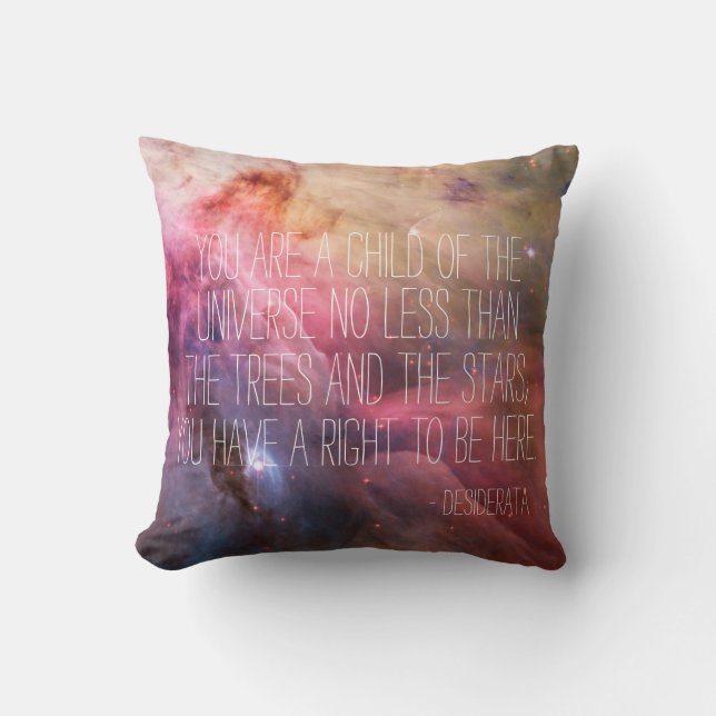 Desiderata dikt inspirerande citat nebulosa nebulo kudde (Framsida)