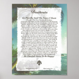 DESIDERATA Dikt=Max Ehrmann=Handflatan Beach Poster