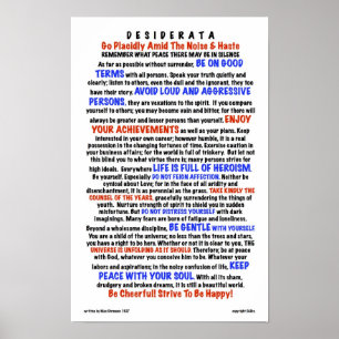 DESIDERATA Dikt=Max Ehrmann=Life-version Poster
