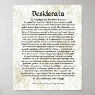 DESIDERATA Dikt Max Ehrmann-Medieval Calligraphy Poster