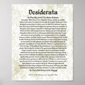 DESIDERATA Dikt Max Ehrmann-Medieval Calligraphy Poster