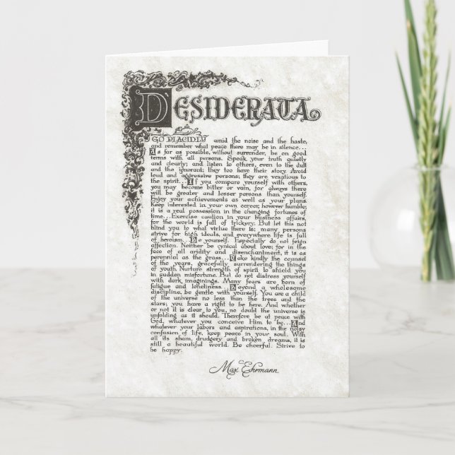 DESIDERATA Dikt=Max Ehrmann=Parchment Collection Helgkort (Framsida)