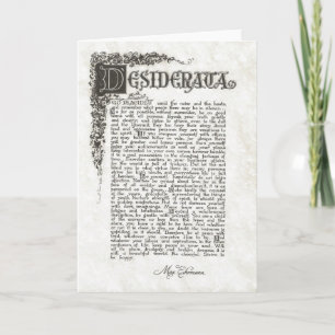 DESIDERATA Dikt=Max Ehrmann=Parchment Collection Helgkort