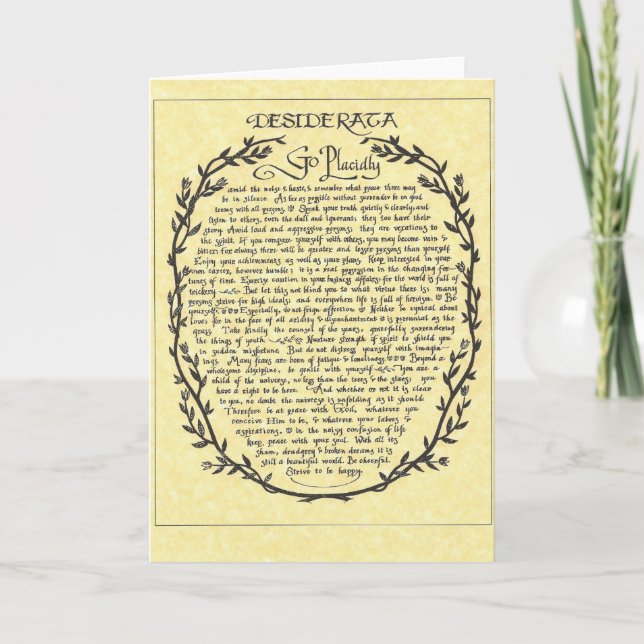 DESIDERATA Dikt=Max Ehrmann=Parchment Collection Helgkort (Framsida)