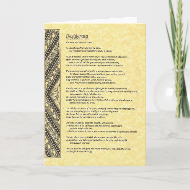 DESIDERATA Dikt=Max Ehrmann=Parchment Collection Kort (Framsida)
