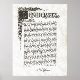 DESIDERATA Dikt=Max Ehrmann=Parchment Collection Poster