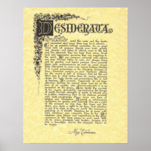 DESIDERATA Dikt=Max Ehrmann=Parchment Collection Poster