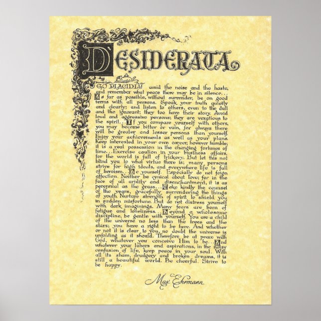 DESIDERATA Dikt=Max Ehrmann=Parchment Collection Poster (Framsidan)