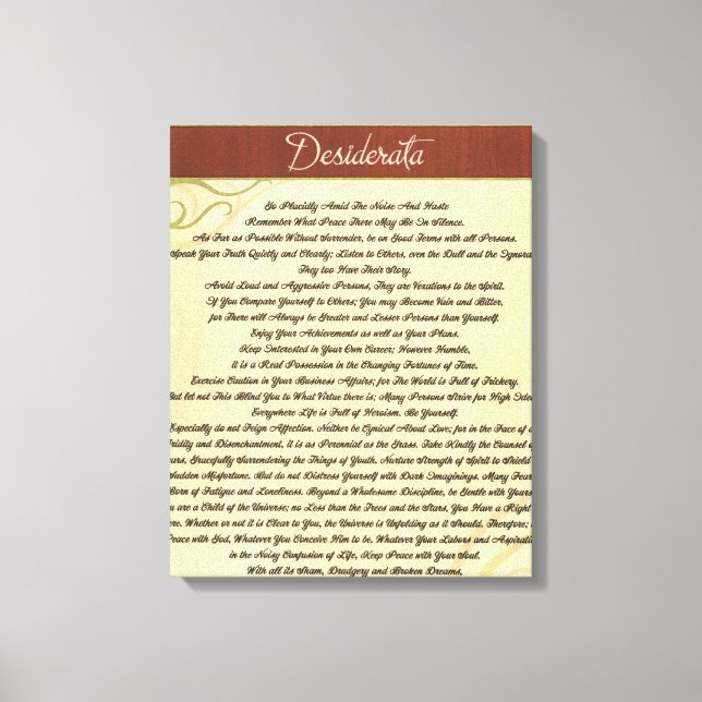 DESIDERATA Dikt=Max Ehrmann=Woodgrain Canvas (Framsida)