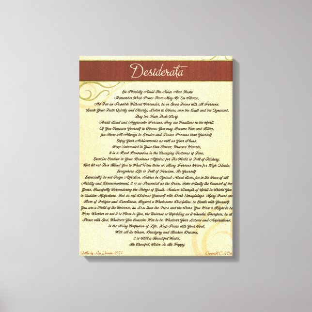 DESIDERATA Dikt=Max Ehrmann=Woodgrain Canvas (Framsida)