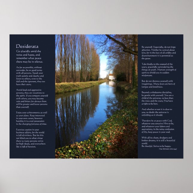 Desiderata Dikt - Millhouse Canal Scene Poster (Framsidan)