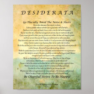 Desiderata Dikt om vattenfärgsskog Poster