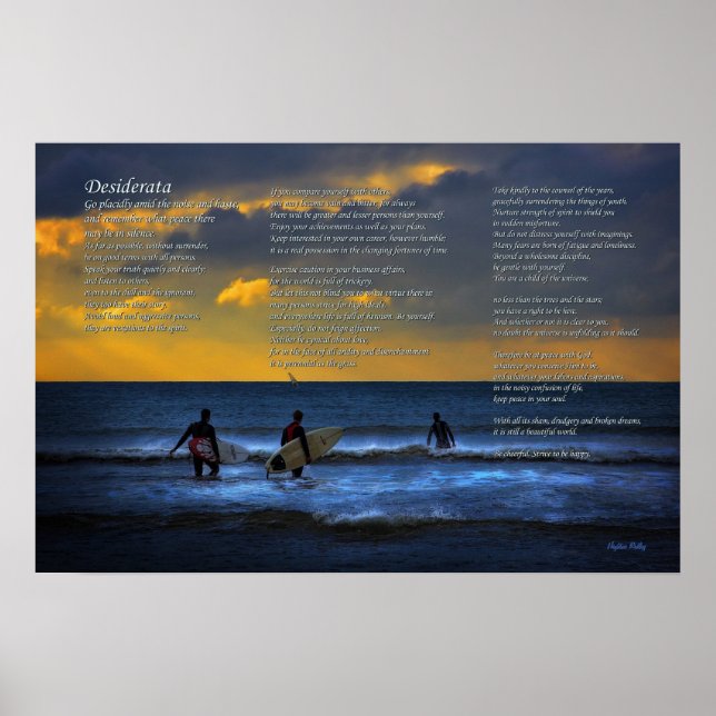 Desiderata Dikt on Surfing at Sundown Poster (Framsidan)