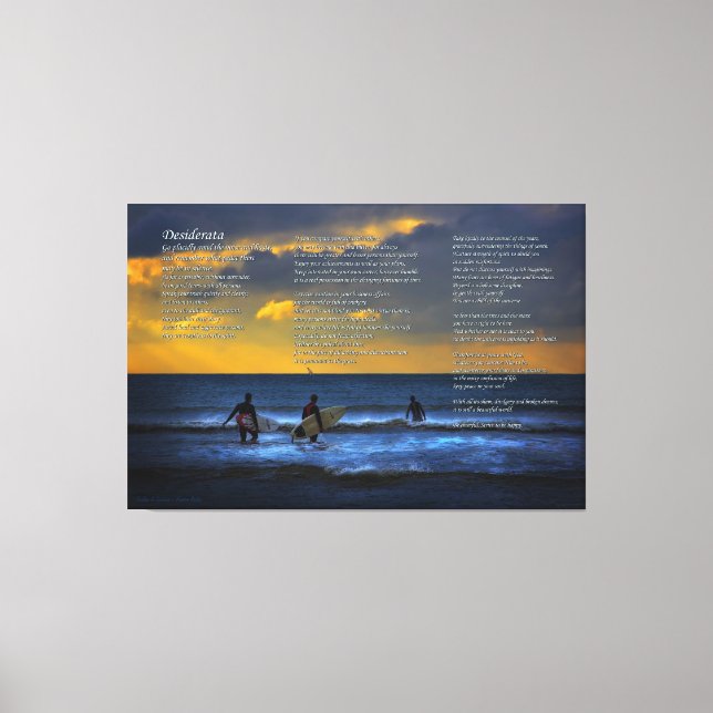 Desiderata Dikt on Surfing at Sundown - STORE Canvastryck (Framsida)