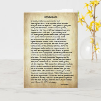 Desiderata-dikt på ett gratulationskort kort