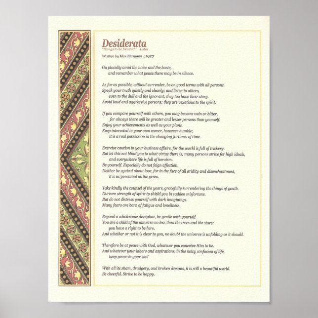 Desiderata Dikt Poster (Framsidan)