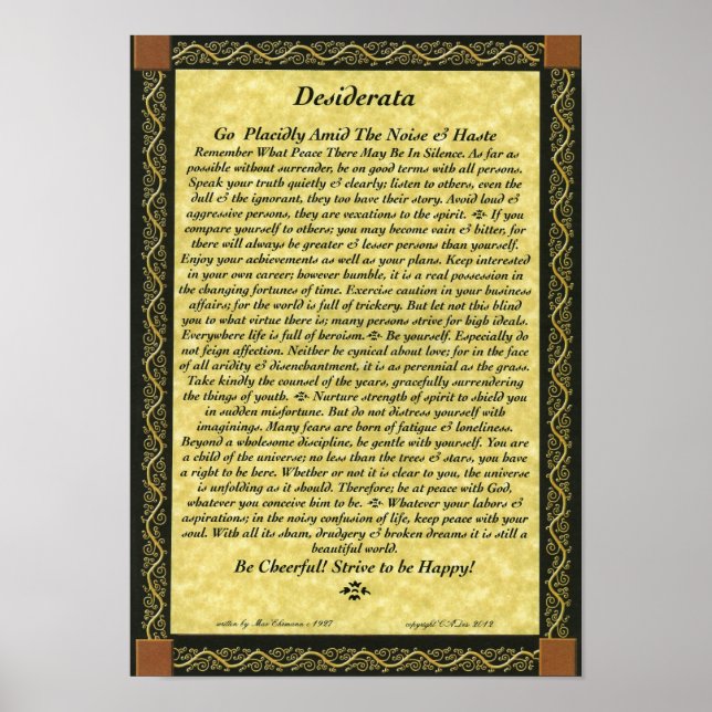 DESIDERATA-Dikt Poster (Framsidan)
