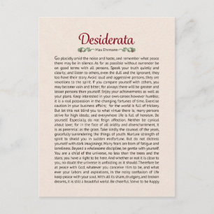 Desiderata-dikt Postkort Mini Art Vykort