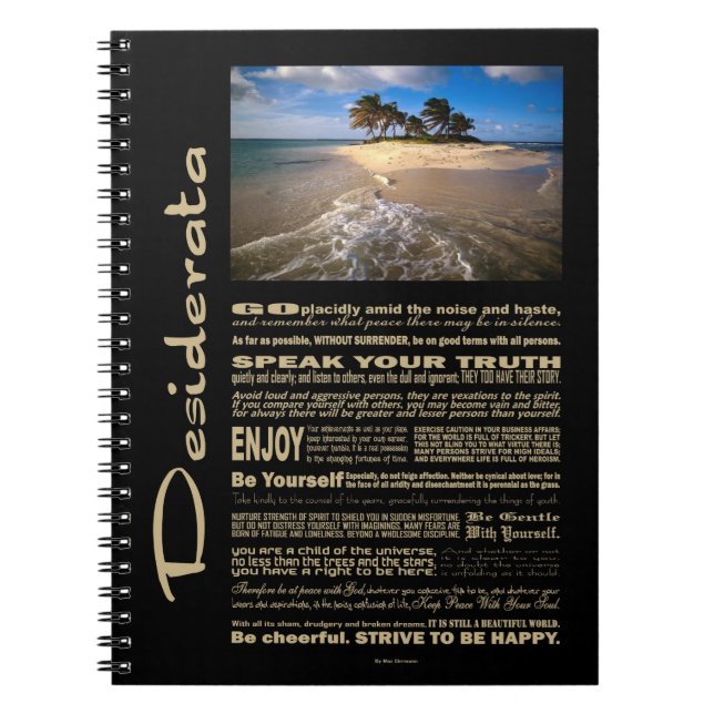 Desiderata Dikt Small Solid Island Anteckningsbok Med Spiral (Framsidan)