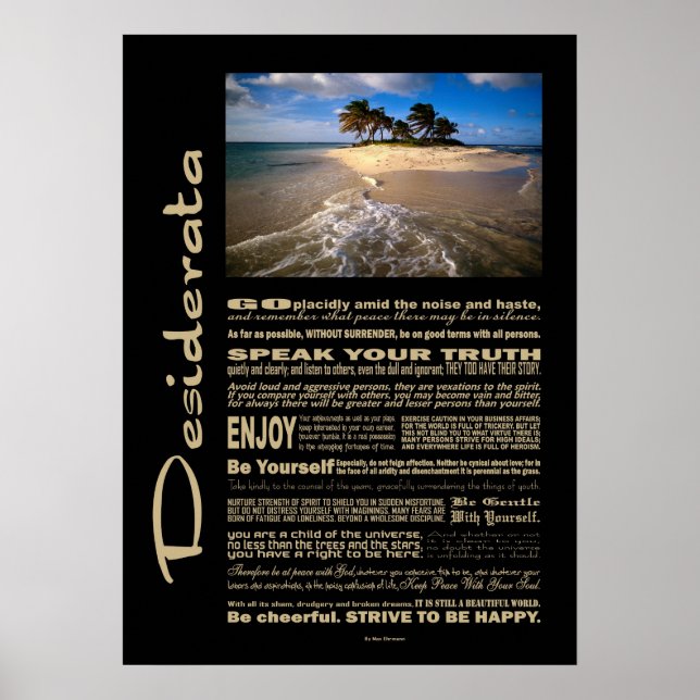 Desiderata Dikt Small Solitory Island Poster (Framsidan)