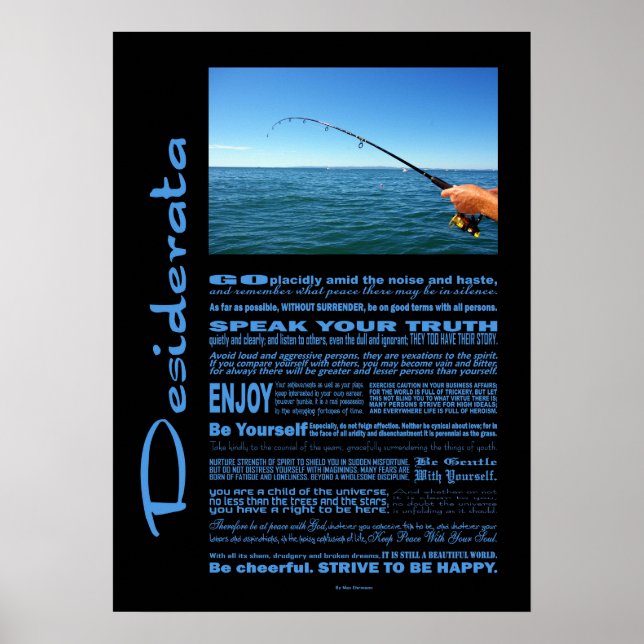 Desiderata Dikt som bedriver fiske Mitten i havet Poster (Framsidan)