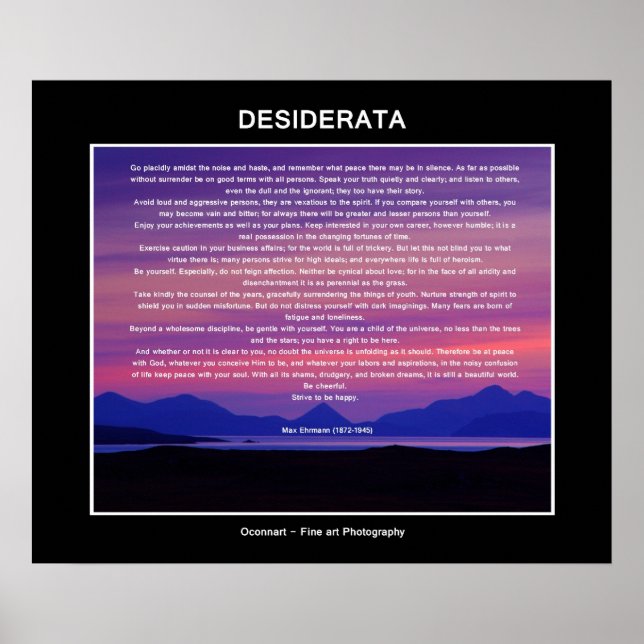 Desiderata dikt sunset poster (Framsidan)