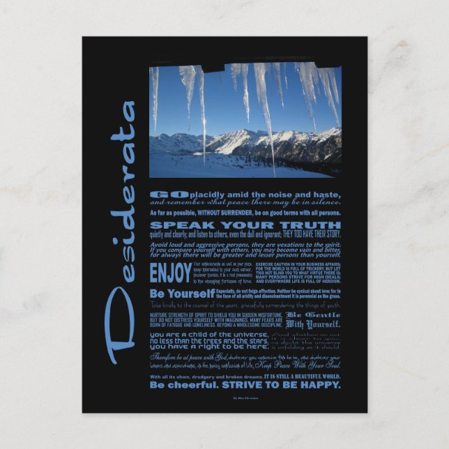 Desiderata Dikt Ten under noll Vykort (Framsida)