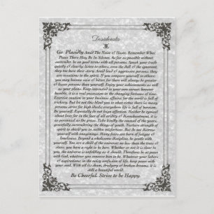 DESIDERATA Dikt Vykort