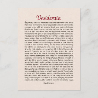 Desiderata Dikt vykort Mini Art