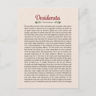 Desiderata Dikt vykort Mini Art