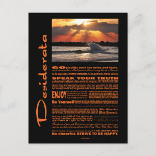 Desiderata Dikt Wave Hugger Sunset Vykort