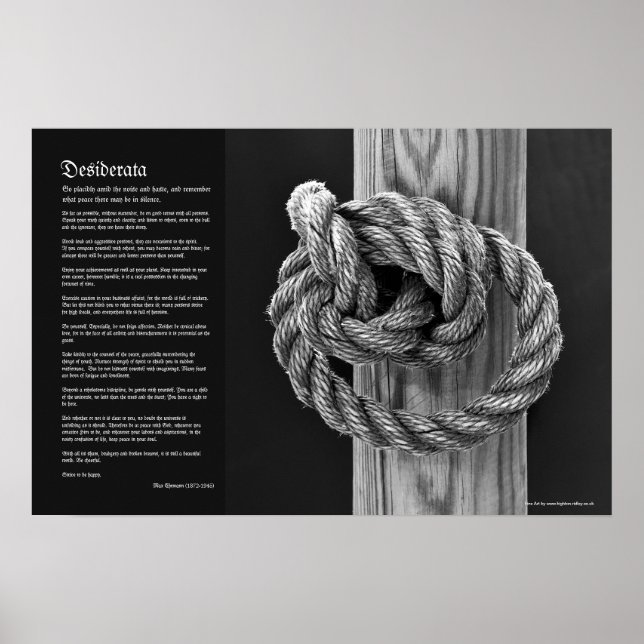 Desiderata - Fin Art Minimalist Knot A Rope Knot Poster (Framsidan)