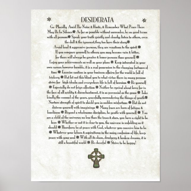 DESIDERATA Fläkt Crucifix Poster (Framsidan)