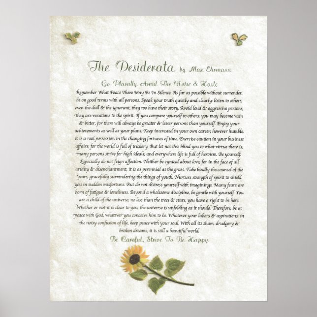 DESIDERATA-försiktiga Daisy Poster (Framsidan)