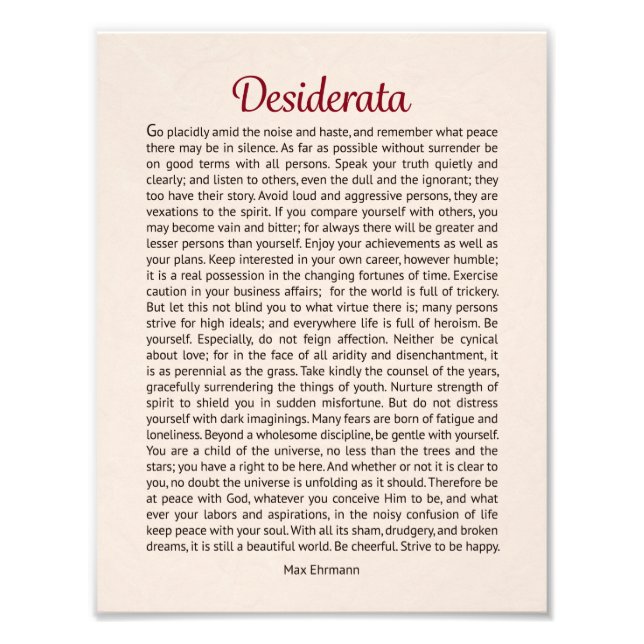 Desiderata Fototryck (Framsidan)