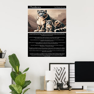 Desiderata: Fredliga Snö Leopard och Unge Poster