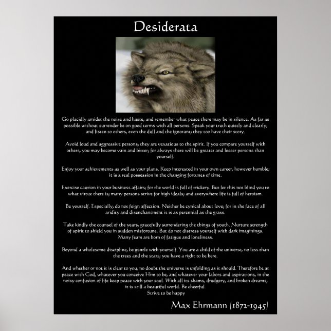 Desiderata Grått-Varger Poster (Framsidan)