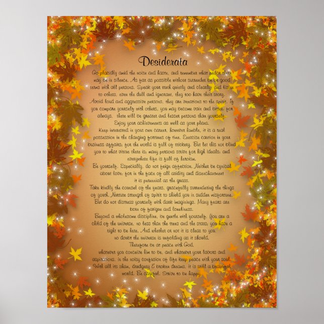 Desiderata Höst löv bakgrund Poster (Framsidan)