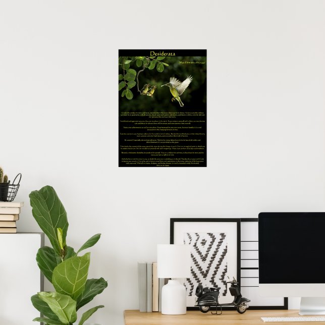 Desiderata Hummingbird med spädbarn Poster (Hemmakontoret)