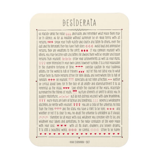 Desiderata Inspirational Dikt Magnet (Vertikal)