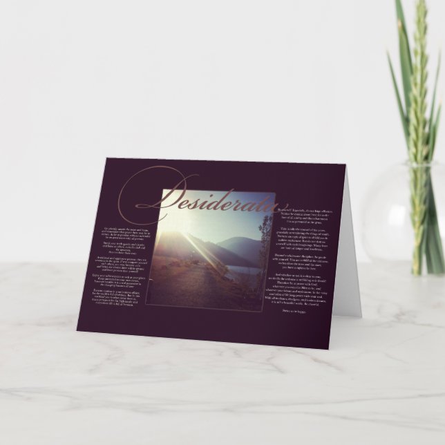 Desiderata | Inspirationell Dikt om livet Kort (Framsida)