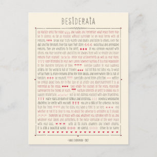 Desiderata Inspirationsdikt Vykort