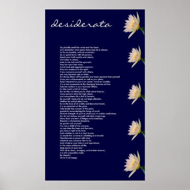 Desiderata ~ Kanvastryck Poster (Framsidan)