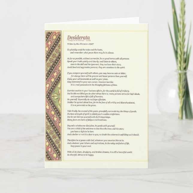 DESIDERATA-kort Helgkort (Framsida)