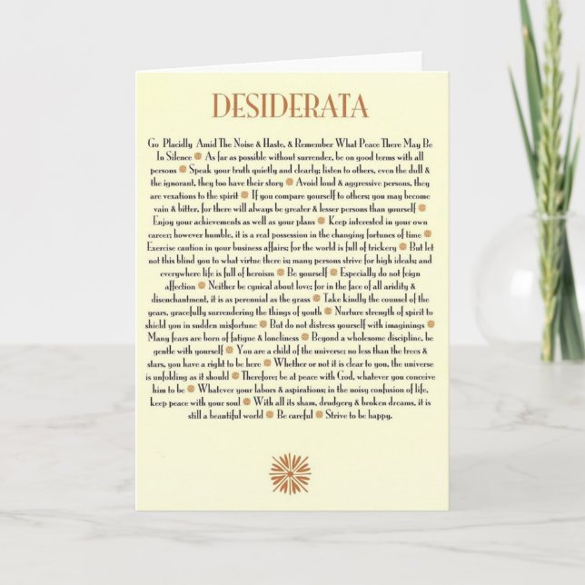 DESIDERATA-kort=Sunburst Helgkort (Framsida)