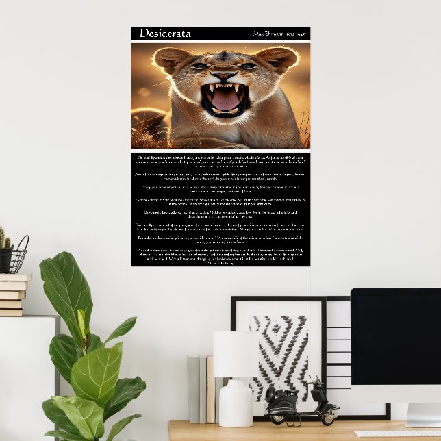 Desiderata: Lionessans mäktiga Roar Poster (Hemmakontoret)