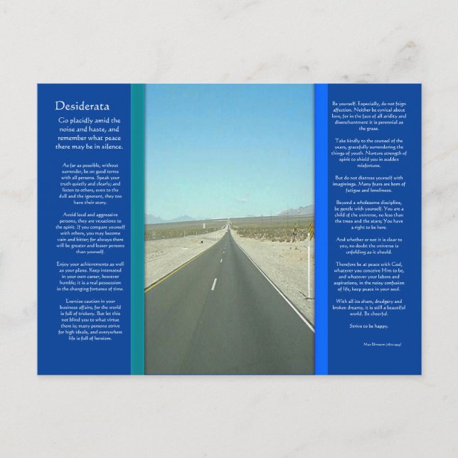 DESIDERATA Long Road Postcard Vykort (Framsida)
