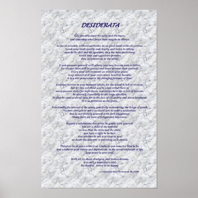 Desiderata Marble Poster (Framsidan)