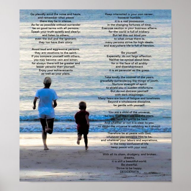 Desiderata Max Ehrmann Go synligt Poster (Framsidan)